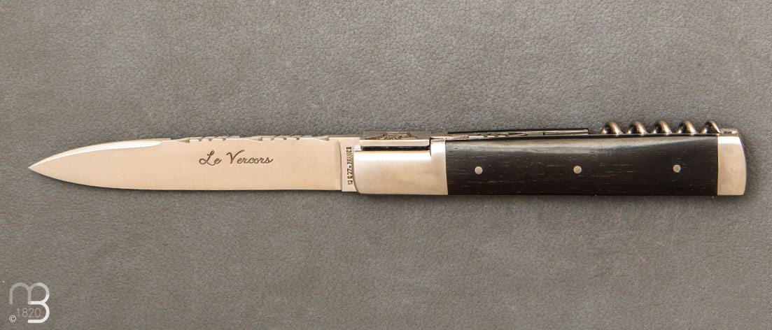 Couteau Vercors ébène avec mitre et tire-bouchon