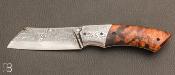 Couteau custom liner lock bois de fer et damas multi-barreaux de Berthelemy Gabriel - La Forge Agab