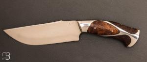 Couteau " double intgral " droit de Mickal Moing - Loupe de bouleau stabilise