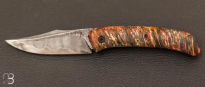 Front flipper pocket knife by Marc George MG Coutellerie - Stabilized poplar burl and San Ma