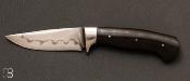 Couteau droit intgral vieux micarta et acier C105 par Grgory Picard