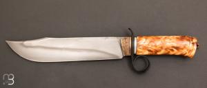 Couteau "  Gros Bowie " fixe de Benoit Maguin - 80Crv2 et fourche de peuplier stabilise