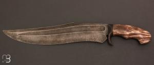 Couteau  " Custom fixe " en fourche de peuplier stabilis et 80CrV2 de Samuel Lurquin