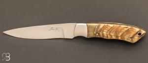  Couteau droit custom de Sam Cox - ATS-34 et Corne de blier