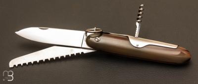 Couteau de poche Navette 13,5 cm Corne blonde 3 pices par J.Mongin