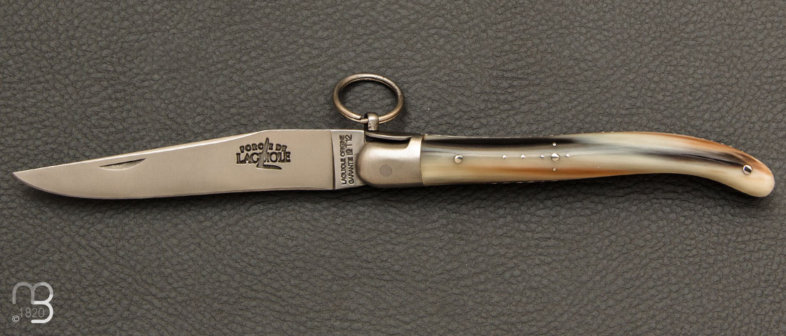 Couteau Laguiole corne blonde 11 cm avec anneau Forge de Laguiole