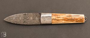 Couteau " Chouchou Grand modle " custom en mammouth et damas par Clment Boucheron