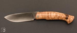 Couteau  "  Piémontais "  par Mickael Moing - Loupe de frêne et lame forgée 100Cr6