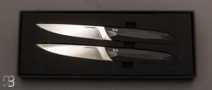 Coffret de 2 couteaux noirs - " Le Table 55 " par LEPAGE - Polyactal et 12C27