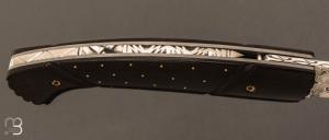   Couteau  "  1515 Inuit " de poche clouté ébène - Damasteel par Manu Laplace - Atelier 1515 