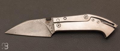 Couteau "Warthog " custom par Torpen Knives - Jrme Hovaere - Titane et  damas vinland