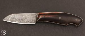 Couteau " custom " pliant de David Lespect - Ebne de Macassar et lame damas