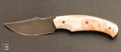 Couteau custom pliant par David Lespect - Ivoire de Phacochre et D2 stonewashed