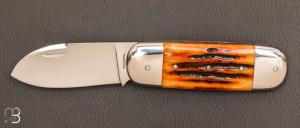  Couteau " Bouledogue  " Os cerf et N690 par Erwan Pincemin