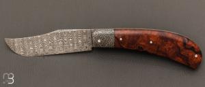 Couteau   "  Pilon XXL Prototype " bois de fer et lame en damas w chelle de Anthony Brochier