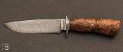 Couteau droit lame damas feuillet et Noyer du Caucase par Anthony Brochier