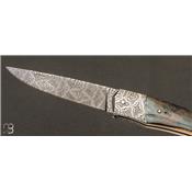 Couteau 1820 Berthier par Alain et Joris Chomilier - Lame damas explosion de Philippe Ricard