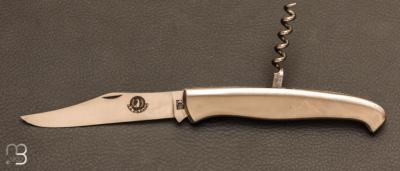 Couteau " Le Phenix " avec tire-bouchon manche bross inox par Coursolle