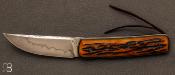 Couteau " Sanjo " custom os cerf et acier 115w8 par Guy Poggetti