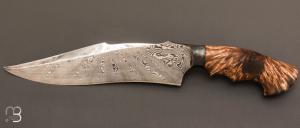 Couteau  "  Pièce unique "damas custom fixe de Samuel Lurquin