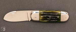  Couteau  "  Bouledogue  " Os cerf et N690 par Erwan Pincemin