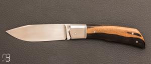 Couteau  "  Dclic " custom par Rmi Lavialle - Ebne royale et lame en RWL34