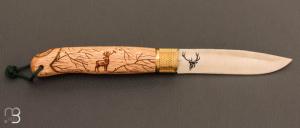   Couteau de poche José Da Cruz " Décalé collection " en bois de hêtre - Modèle "CERF"
