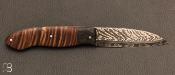Couteau "  Legros  " fibre de carbone et Koa - Lame damas de Philippe Ricard par Maxime Rossignol - La Forge de Max