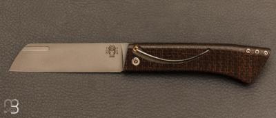 Couteau de poche custom " Spia Classique" en micarta chiffon par Torpen Knives - Jrme Hovaere