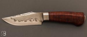 Couteau droit semi intgral rondelles de cuir et acier C130 par Grgory Picard