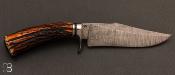  Couteau  "  Tsavo " fixe de Samuel Lurquin cerf sambar et lame damas