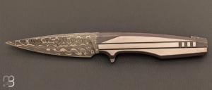  Couteau  "  IKE " Integral titane custom par Torpen Knives - Jrme Hovaere - Damas de Chad Nichols