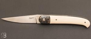 Couteau  "  Interprtation Laguiole " custom de Stphane Sagric - Ivoire de Mammouth et RWL-34