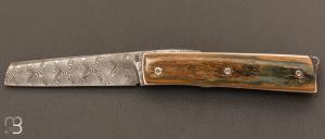   Couteau de poche Piémontais de Richard Ciachera - Ivoire de mammouth et damas