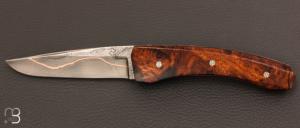 Couteau " custom " Bois de fer d'Arizona et damas San-Ma Carbone Cuivre par Alain & Joris Chomilier
