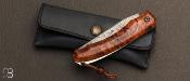Couteau " Ptidarno " custom à pompe arrière en bois de fer et lame damas de Philippe Ricard