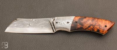 Couteau custom liner lock bois de fer et damas multi-barreaux de Berthelemy Gabriel - La Forge Agab