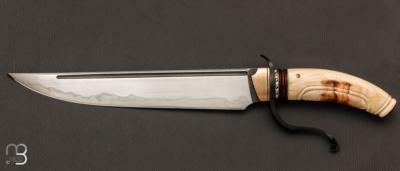 Couteau droit " Grand Coutelas " de Benoit Maguin - C130 et ivoire de phacochre