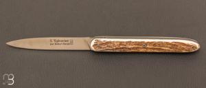  Couteau "  l'picurien " de poche Liner 12cm bois de cerf