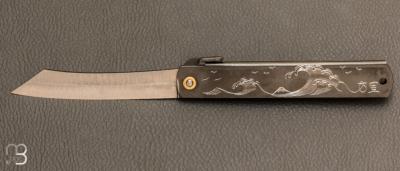 Couteau Japonais Higonokami grav par Mali Irie Grande Vague