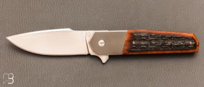 Couteau " Bolsterlock " RWL34 et os cerf par Richard Soler