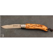 Couteau de poche Alpage Sauvage Olivier gravure "Toit des bois" par Verdier