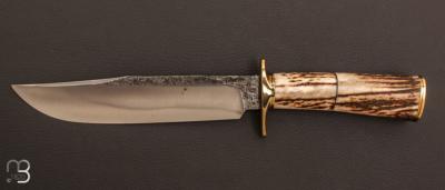 Couteau " Bowie " en bois de cerf et lame en 100C6 par Laurent Gaillard