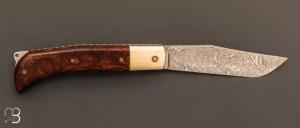 Couteau  "  Pièce unique  " par Maxime Surjous  - Damas et bois de fer