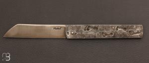 Couteau de poche " Pied " style Higonokami Cran Plat par Frdric Maschio