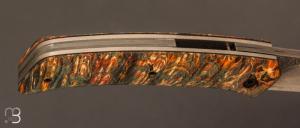 Couteau de poche front flipper par MG Coutellerie Marc George - Loupe de peuplier stabilisée et San Maï