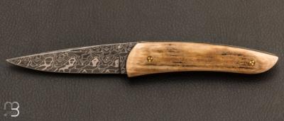 Couteau damas de Vegas Forge et mammouth vert d'eau de Alain & Joris Chomilier