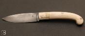  Couteau custom pliant  cran carr - Micarta blanc - Pierre Henri Monnet