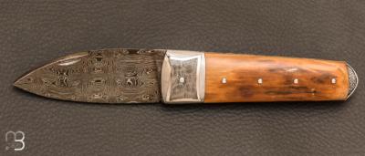 Couteau "Chouchou" custom en mammouth et damas par Clment Boucheron
