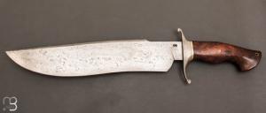 Couteau  "  Growie  " droit par Mickal Moing - Damas et loupe de bois de fer